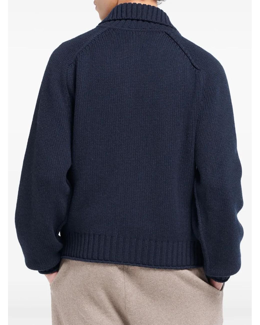 Barrie Blue Chunky-Knit Cashmere Cardigan for men