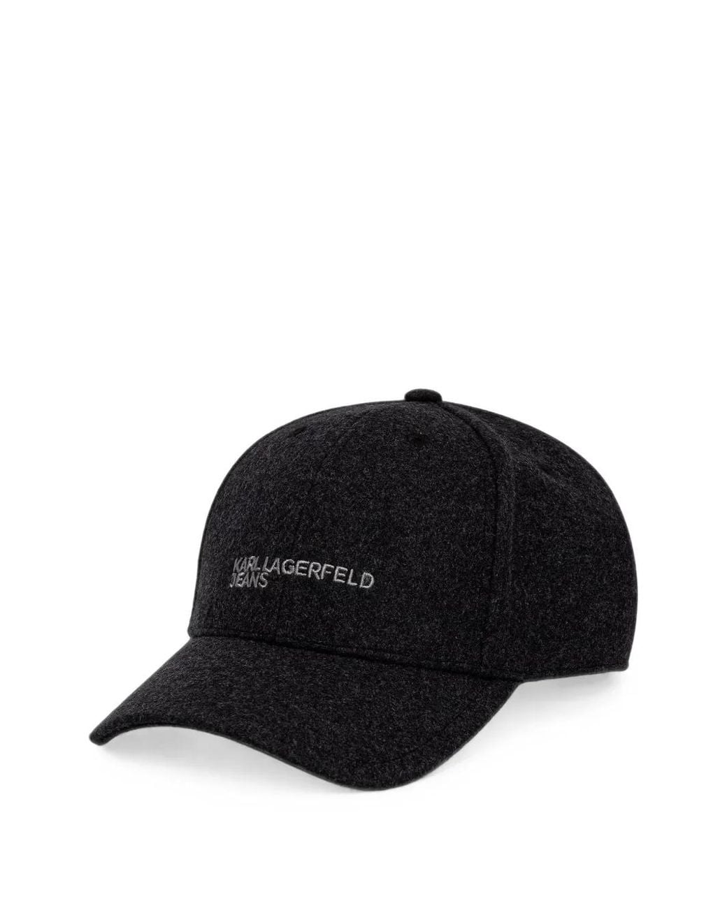 Karl Lagerfeld Black Logo-Embroidered Baseball Cap