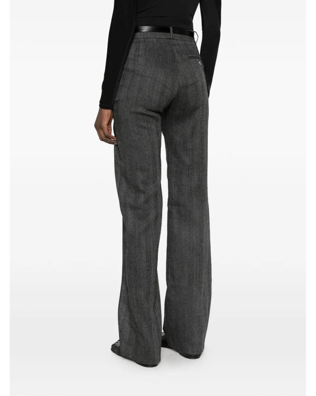 Coperni Gray Herringbone-Pattern Wool Trousers