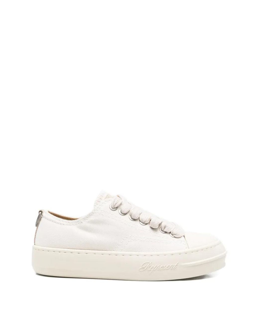 Represent White Logo-Embossed Sneakers