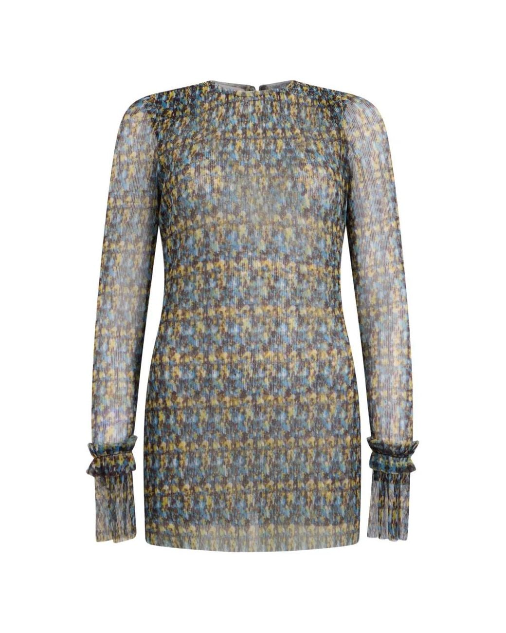Philosophy Di Lorenzo Serafini Gray Floral-Print Frilled-Sleeve Blouse