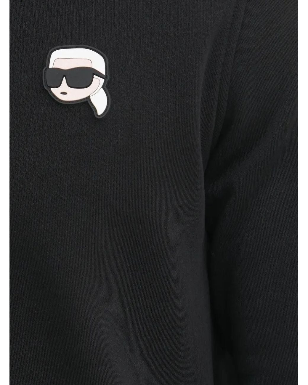 Karl Lagerfeld Black Logo-Patch Hoodie for men
