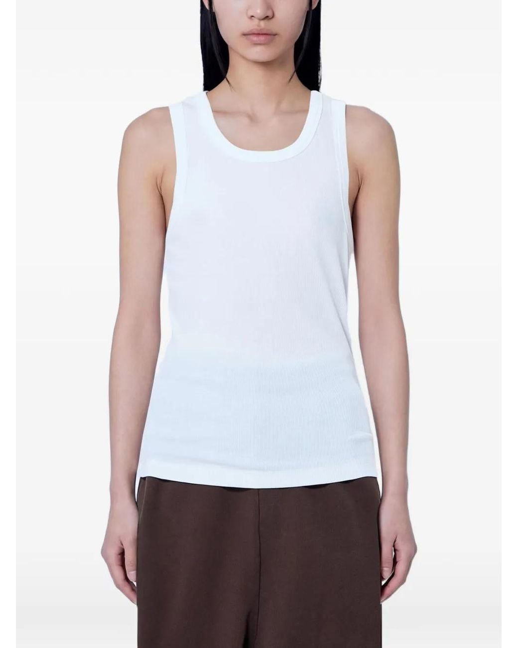 Entire studios White Ribbed-Knit Tank Top