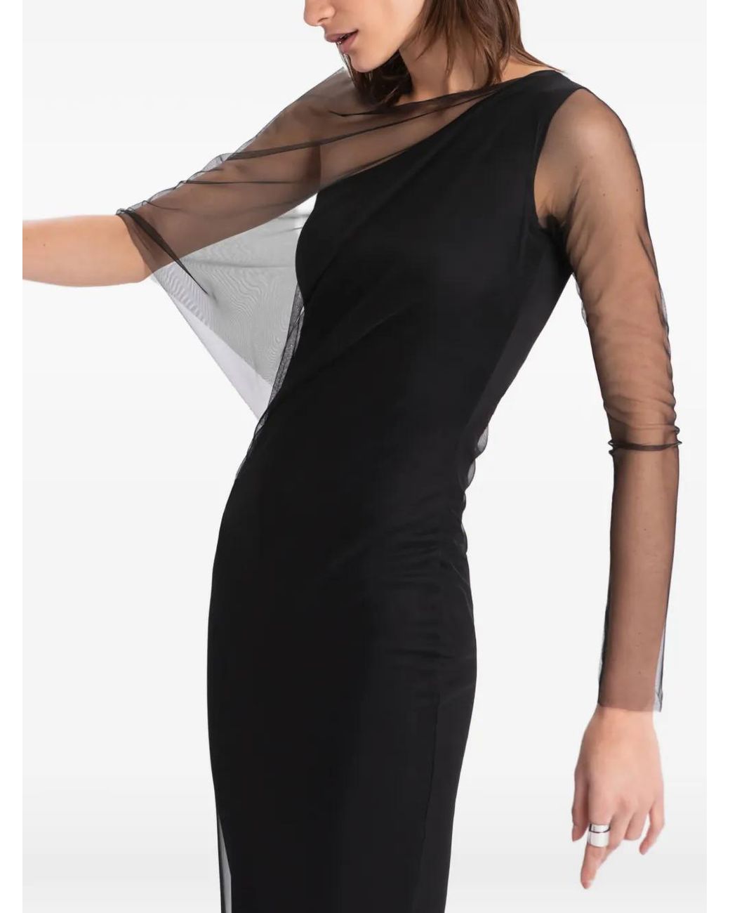 MARCELLA Black Valeria One-Sleeve Maxi Dress