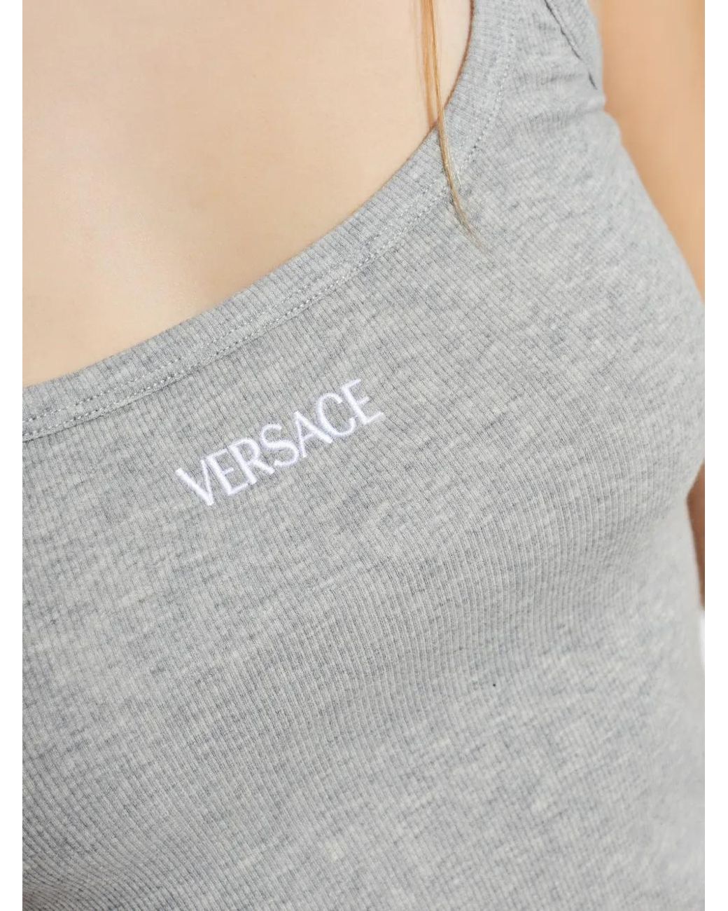 Versace Geribbelde Jurk Met Logo in het Gray