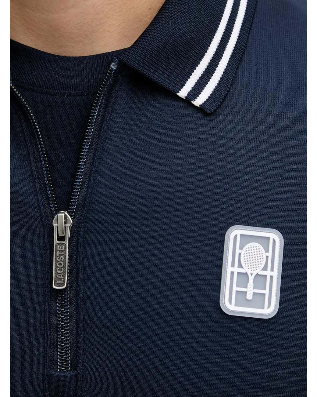 Lacoste Blue Quarter-Zip Polo-Collar Sweatshirt for men