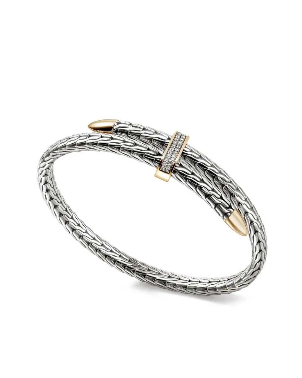 John Hardy White Sterling- And 14K- Spear Flex Diamond Bracelet