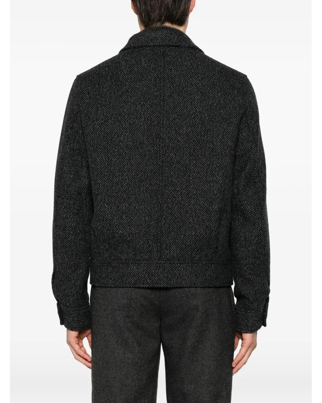 Paul Smith Black Harrington Herringbone-Pattern Front-Pocket Jacket for men