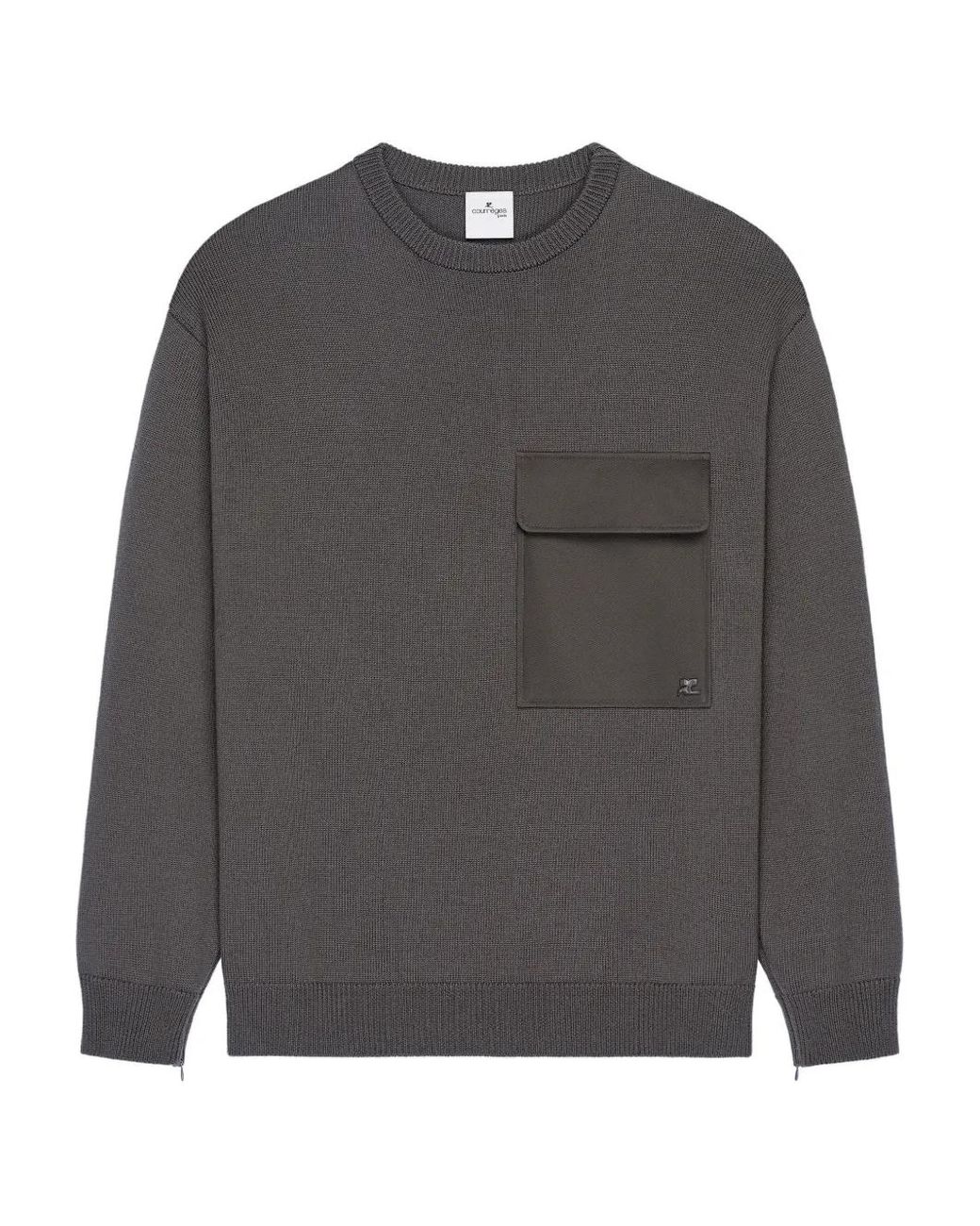 Courreges Gray Utility Wool Sweater for men