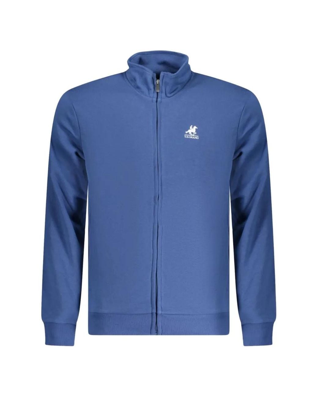 U.S. Grand Blue Logo-Print Zip-Up Sweater for men