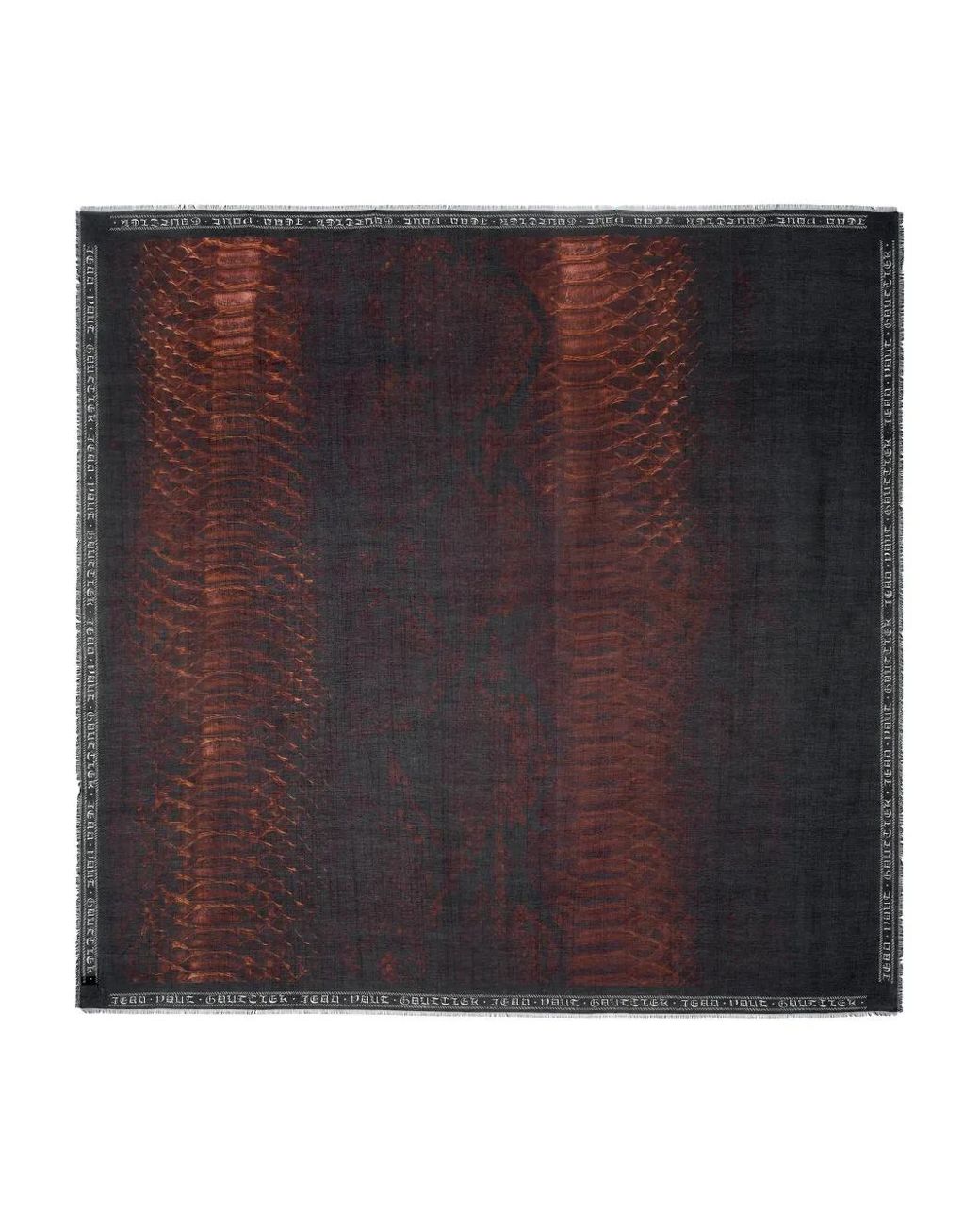 Jean Paul Gaultier Brown Python Print Logo Scarf
