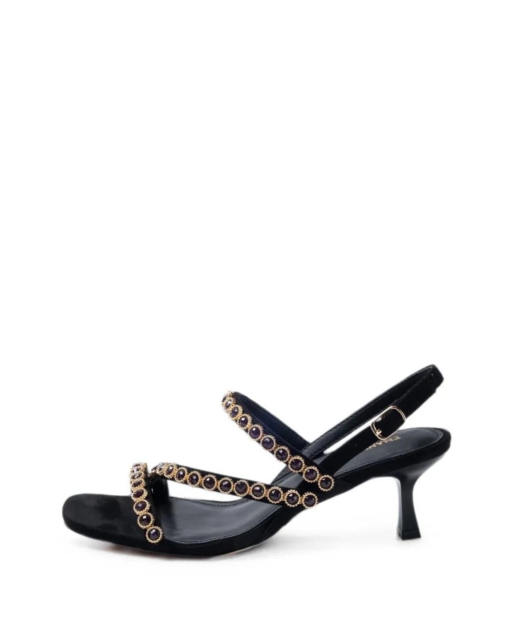 Emanuélle Vee Black Rosita Crystal-Embellished Sandals