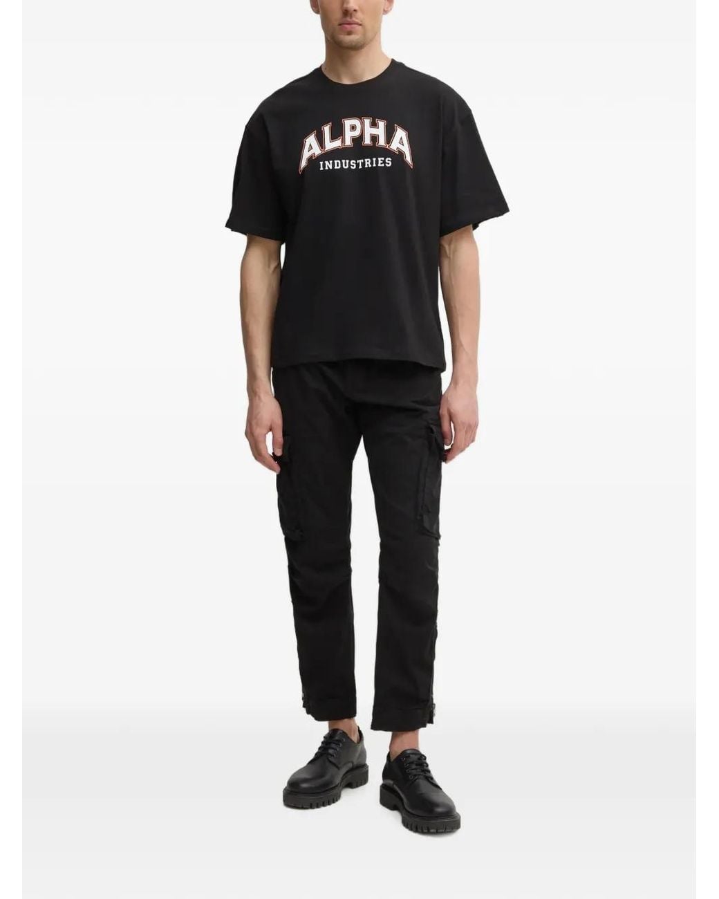 Alpha Industries Black Task Force Zip-Detail Trousers for men