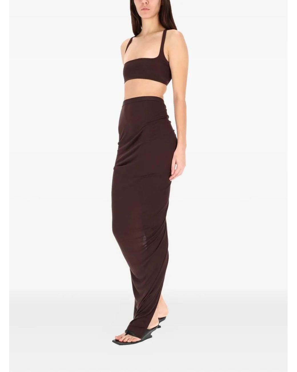 Rick Owens Brown Square-Neck Top