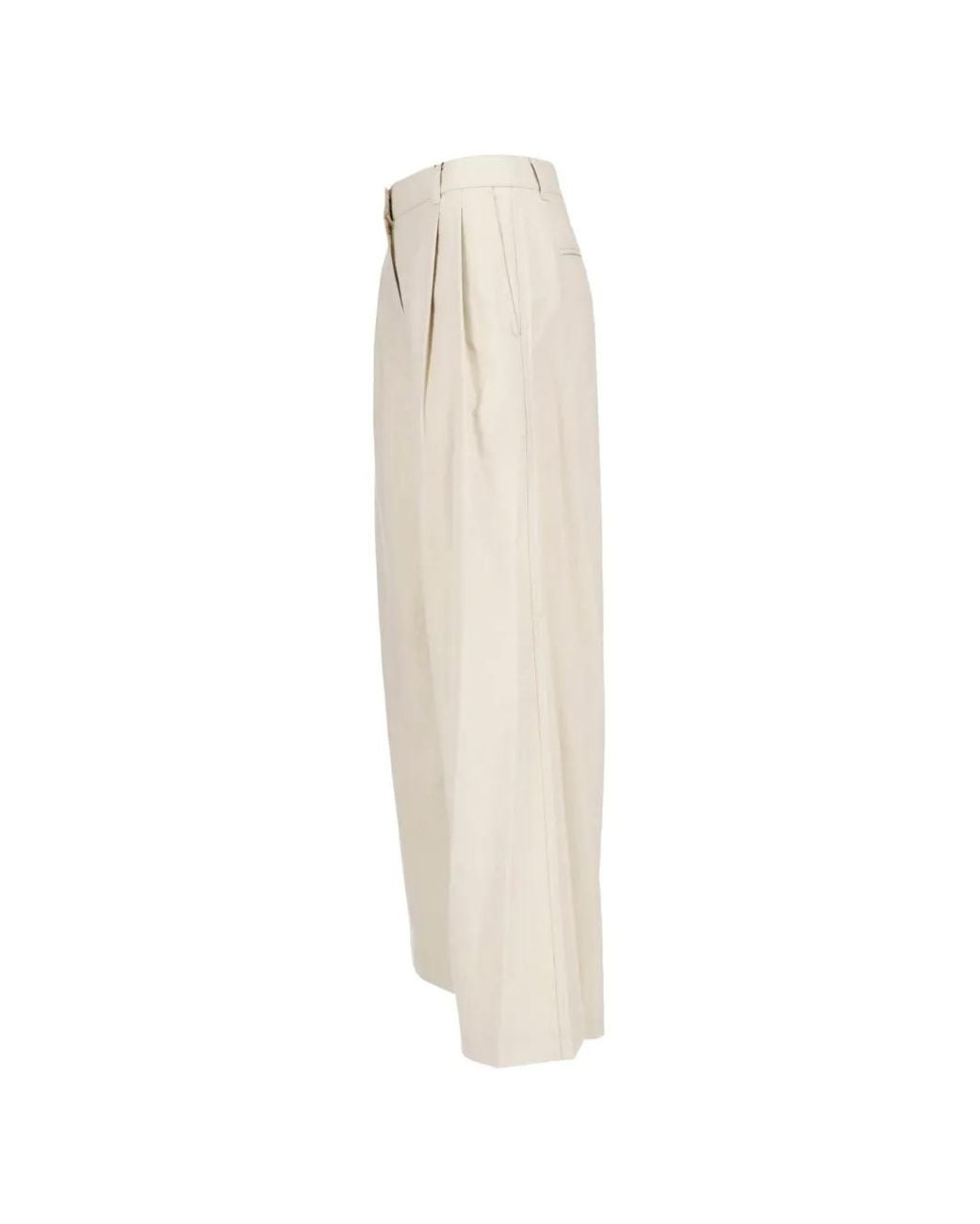 DUNST White Pleated Wide-Leg Trousers