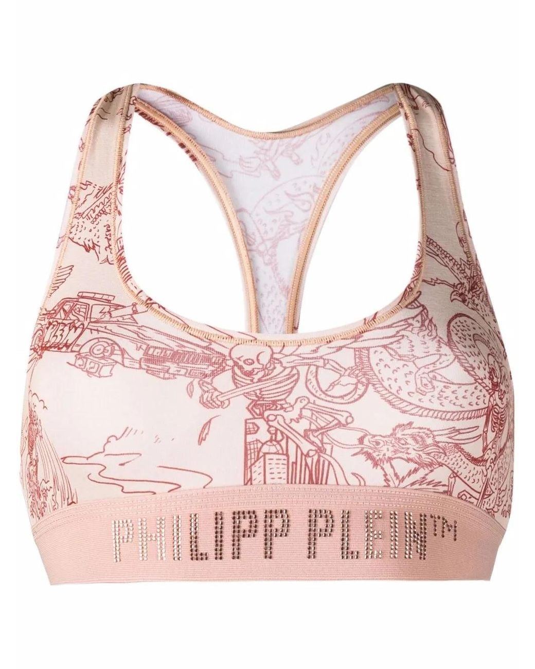 Philipp Plein Pink Soutien-Gorge Imprimé À Bande Logo