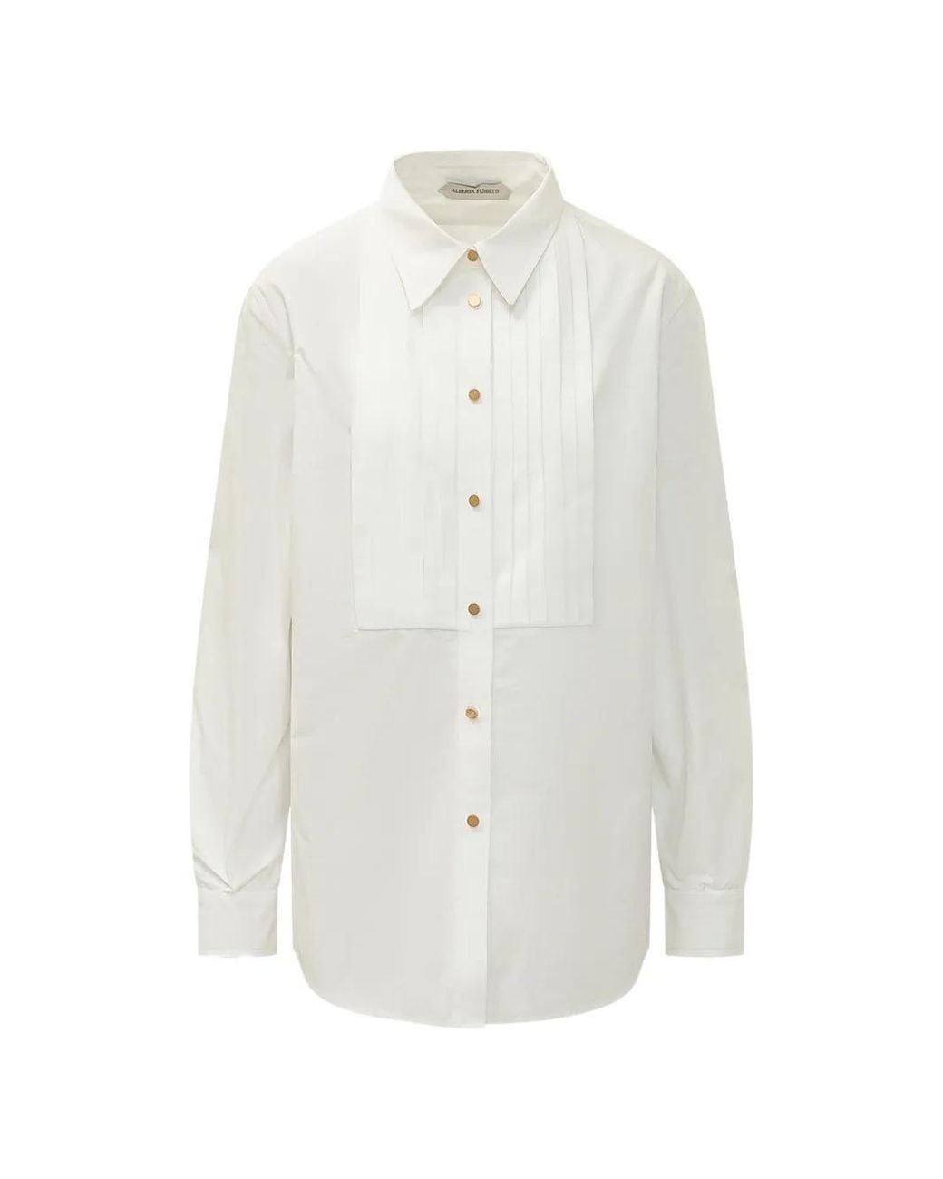 Alberta Ferretti White Pleated-Bib Shirt