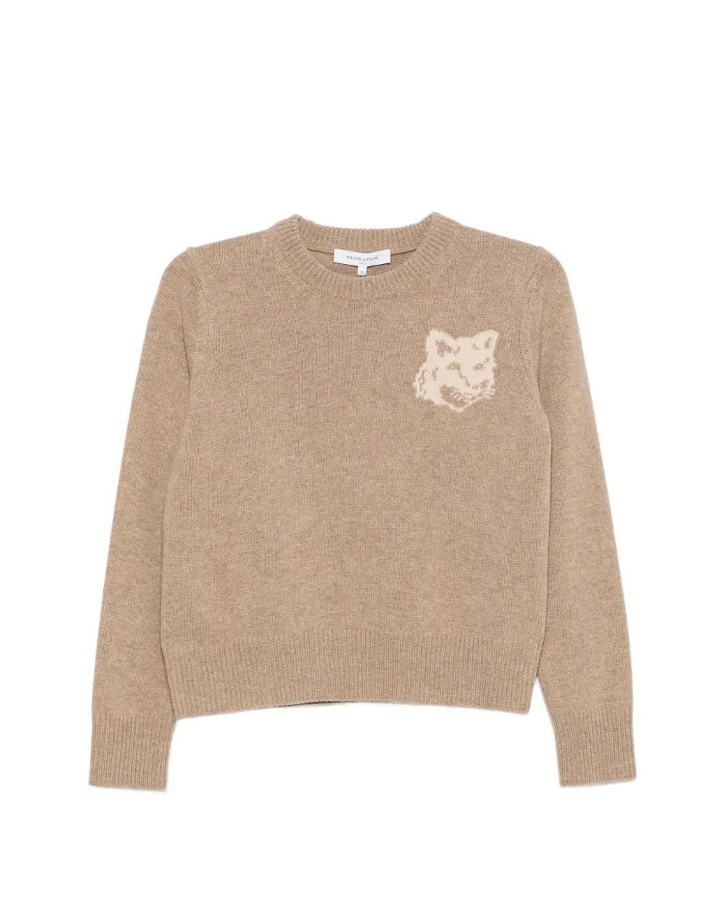 Maison Kitsuné Natural Pull Fox Head En Maille Intarsia