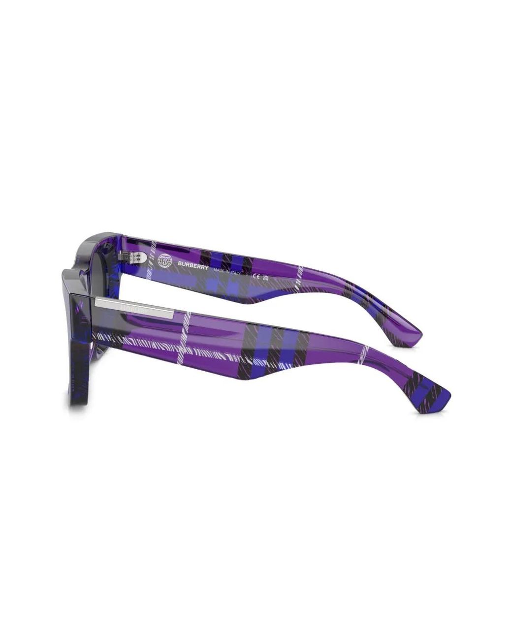 Burberry Blue Checkered Wayfarer-Frame Sunglasses