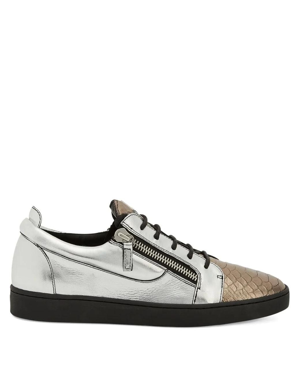 Giuseppe Zanotti Metallic Frankie Leather Zip-Detail Sneakers for men