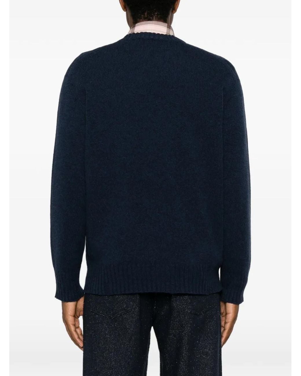 Amaranto Blue Ribbed-Knit Sweater for men