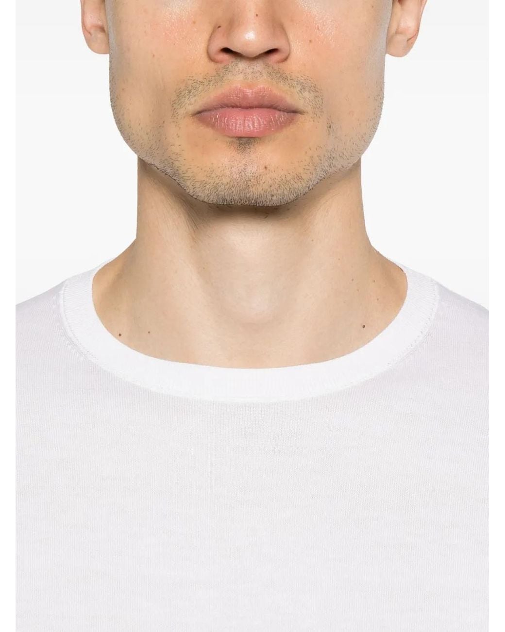 Kangra White Fine-Knit T-Shirt for men