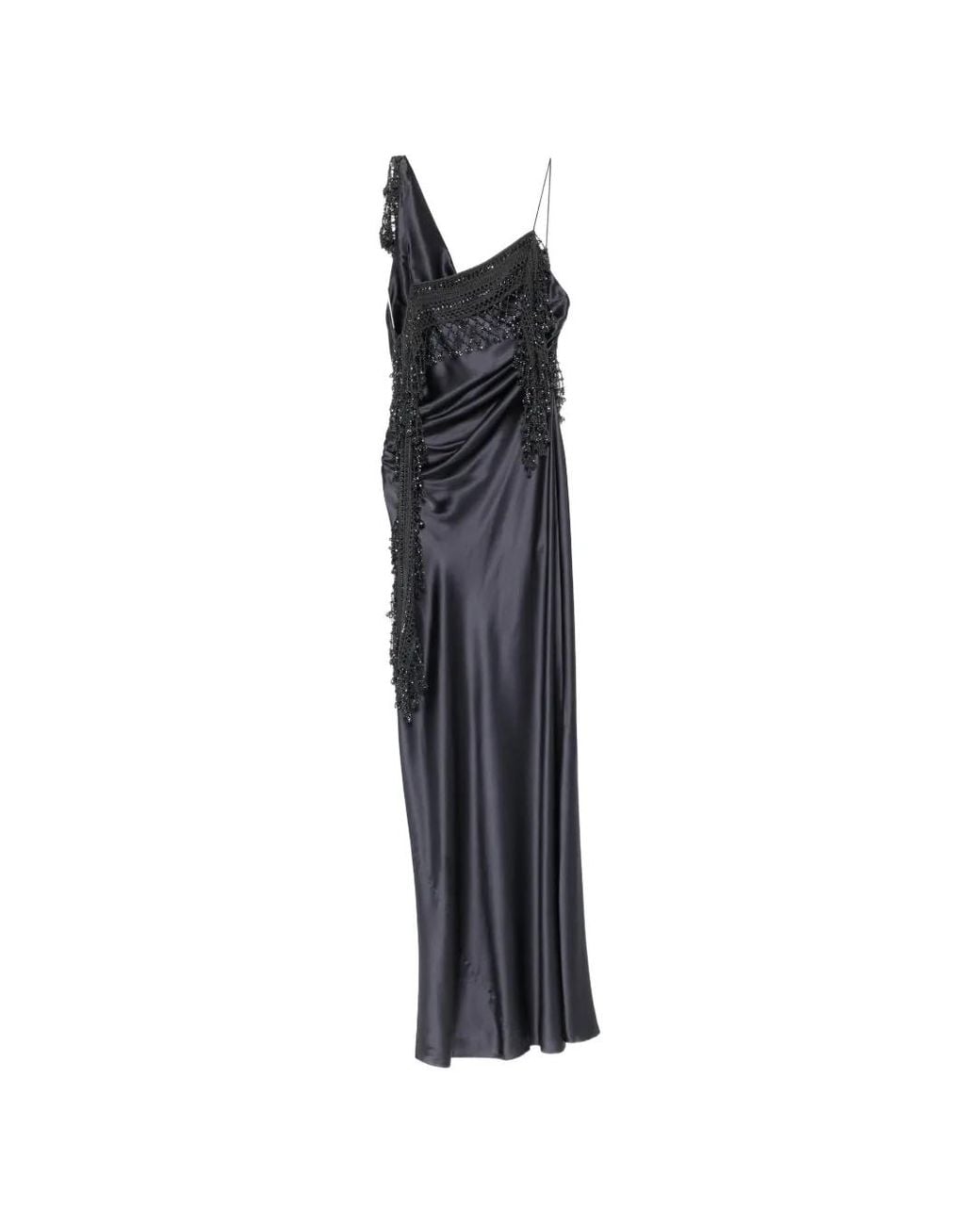 Christopher Esber Black Droplet Bead Crochet Maxi Dress