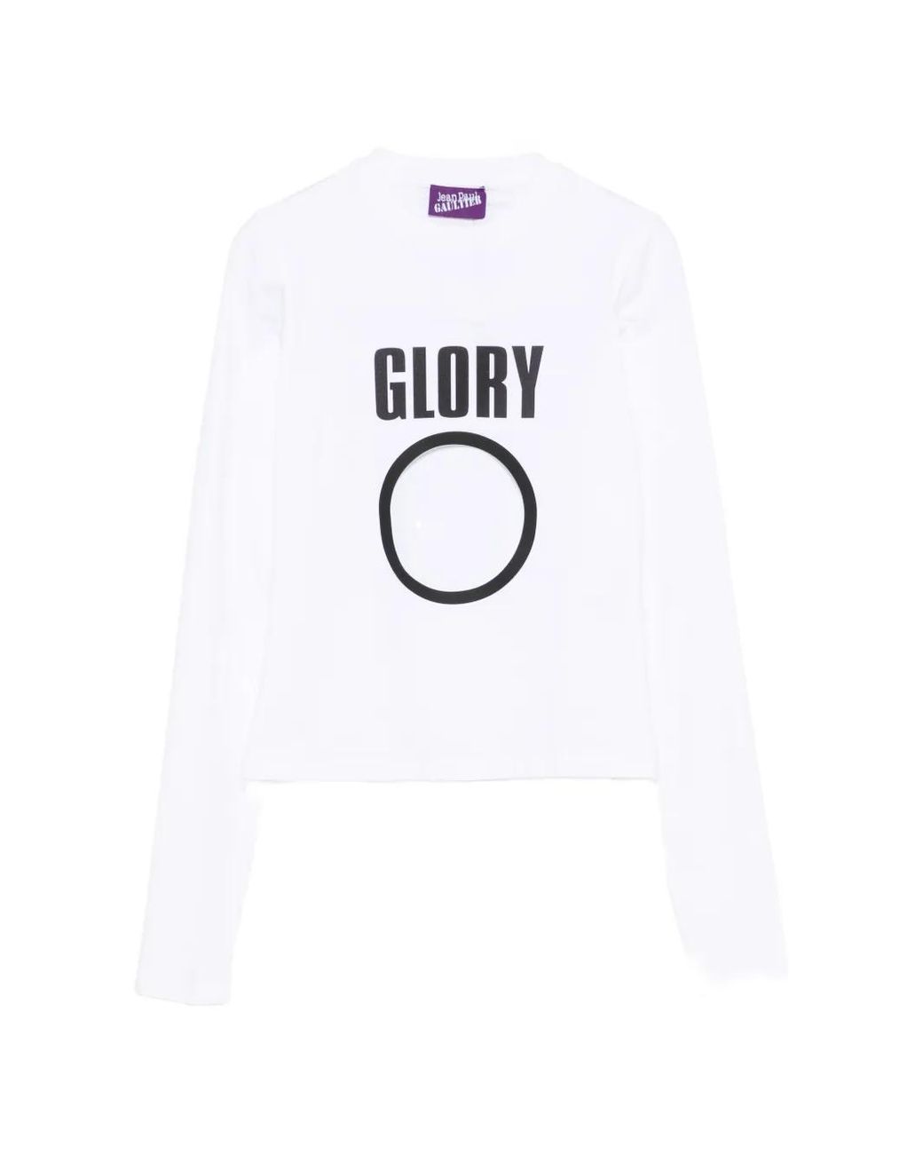 Jean Paul Gaultier White Cut-Out Slogan-Print T-Shirt