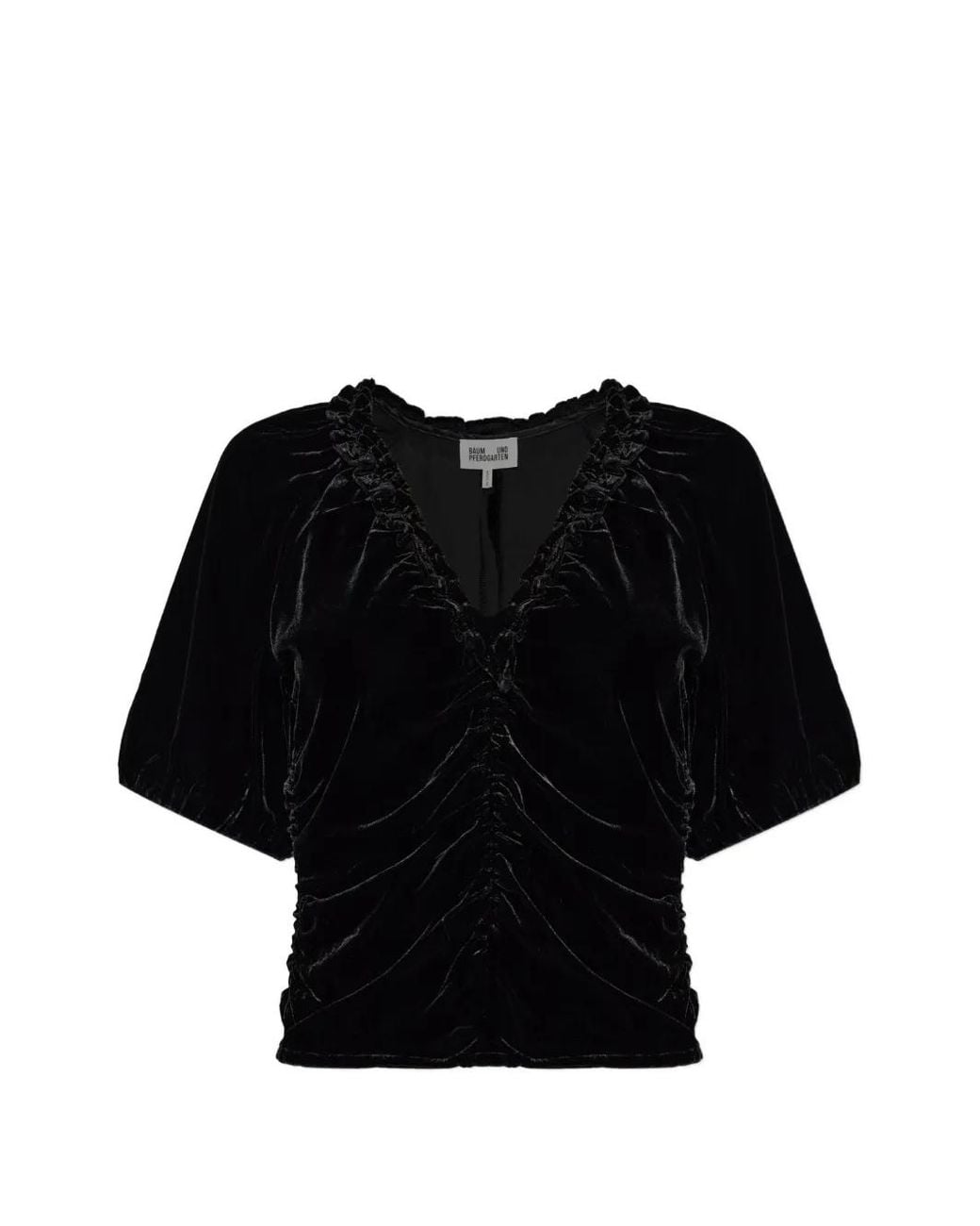 Baum und Pferdgarten Black Melline Ruched Velvet Top