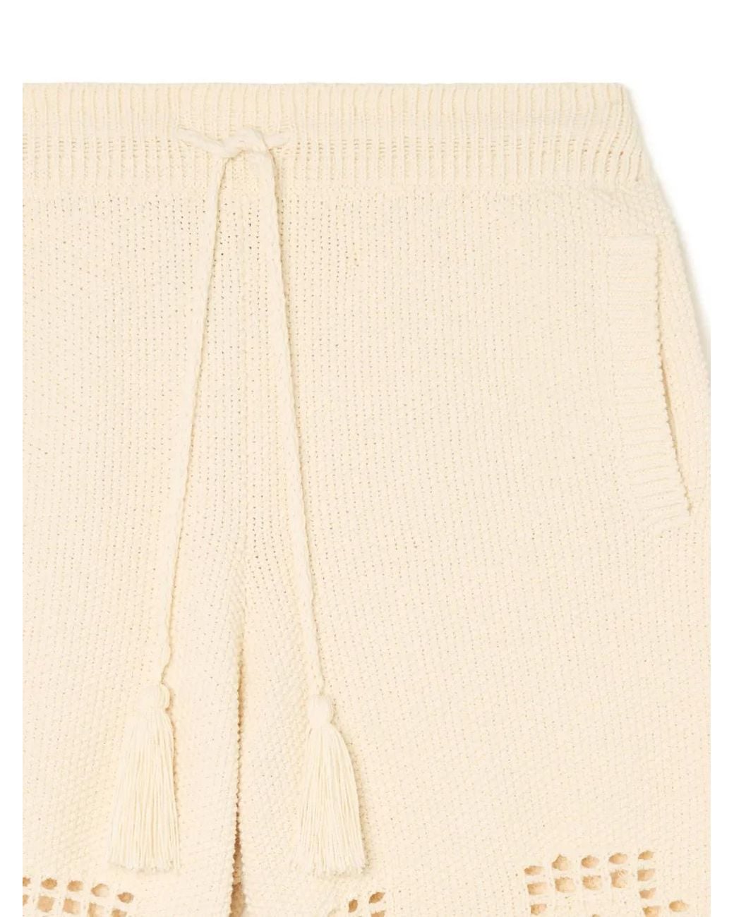 Alanui Natural Where The Wave Begins Tasselled Openwork Shorts for men