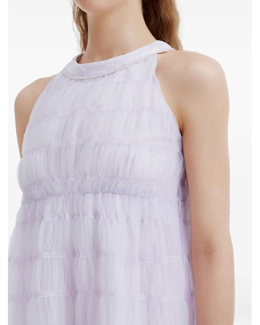 B+ AB White Tiered Ruched Dress