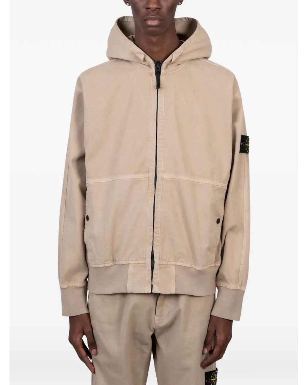 Stone Island Natural Veste Panama 6100068 En Coton Biologique À Effet Usé for men