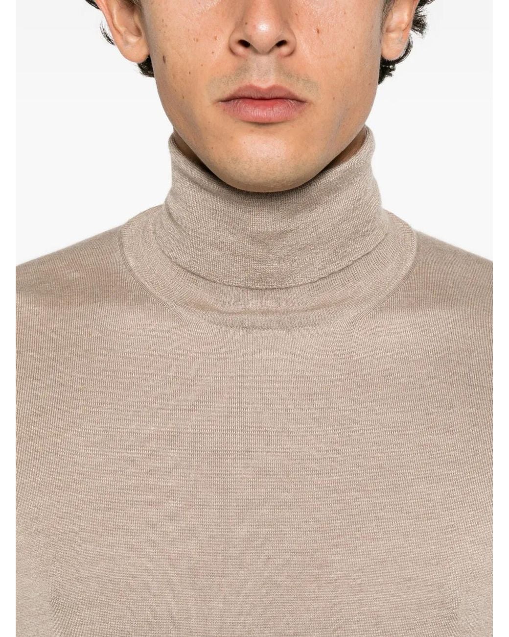 Brunello Cucinelli Natural Roll-Neck Knitted Sweater for men