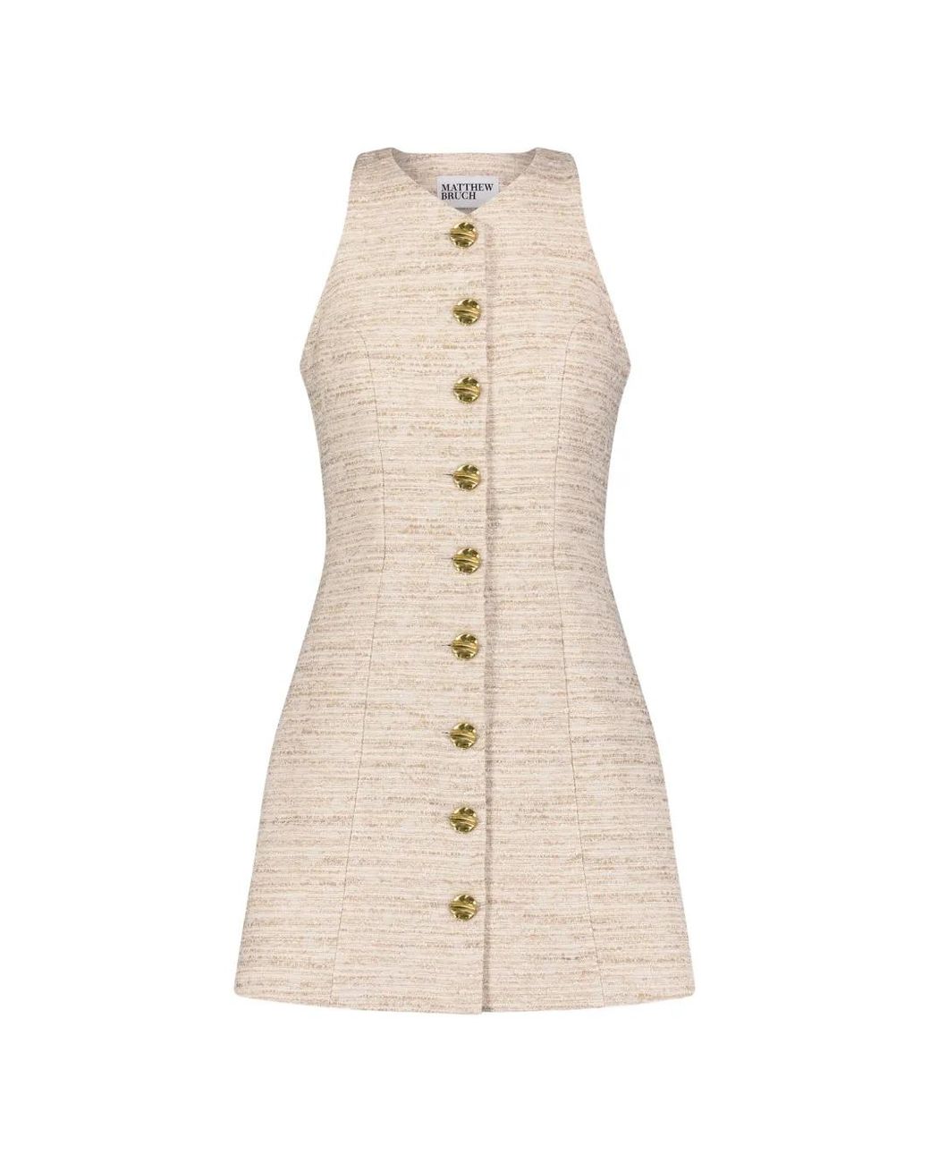 Matthew Bruch Natural Tweed Mini Dress