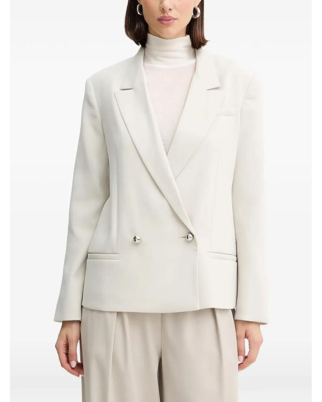 ARMANI EXCHANGE White Double-Breasted Blazer