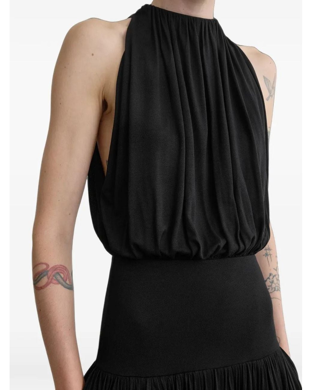 Totême Black Gathered Long Dress