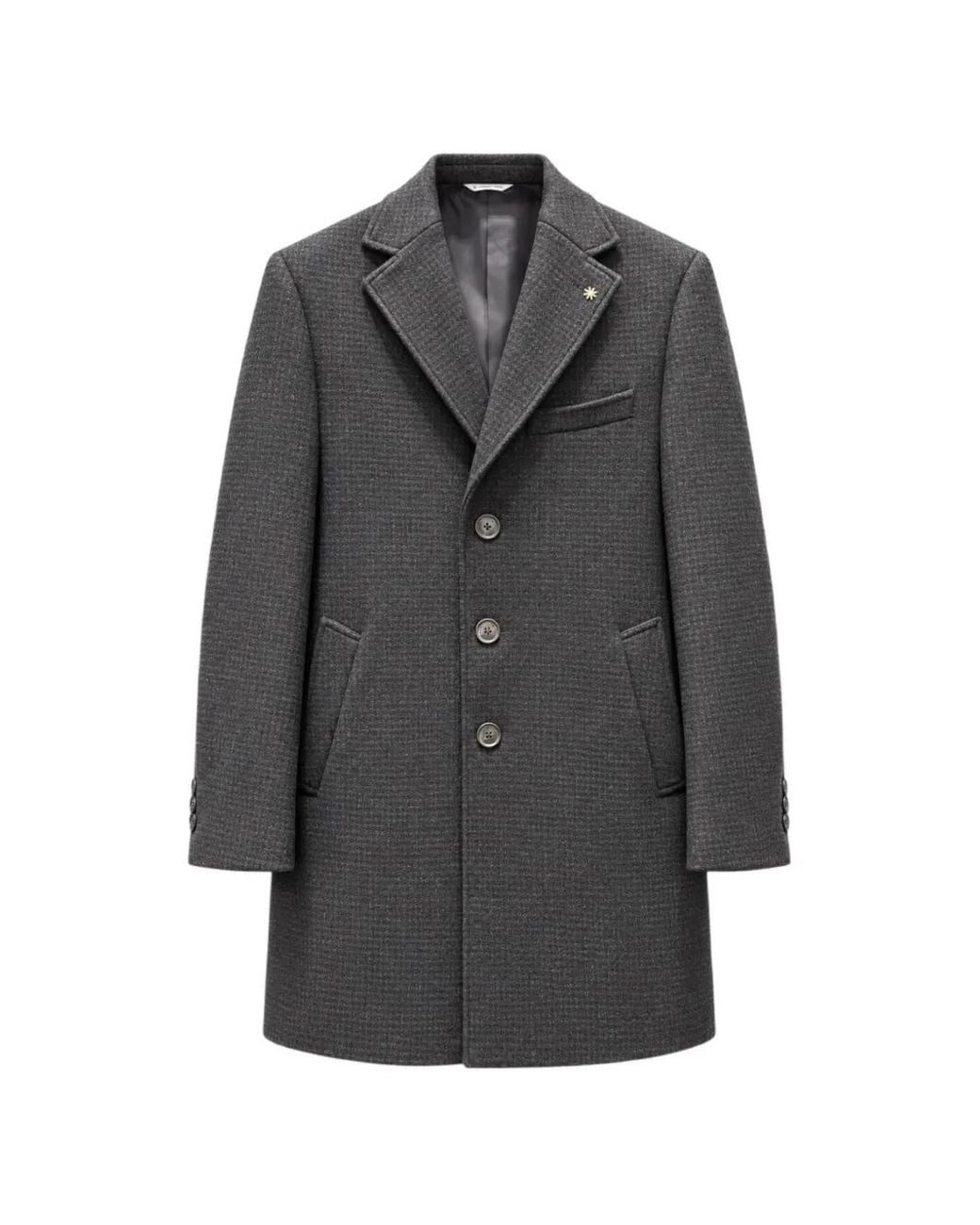 Manuel Ritz Gray Micro-Patterned Single-Breasted Coat for men