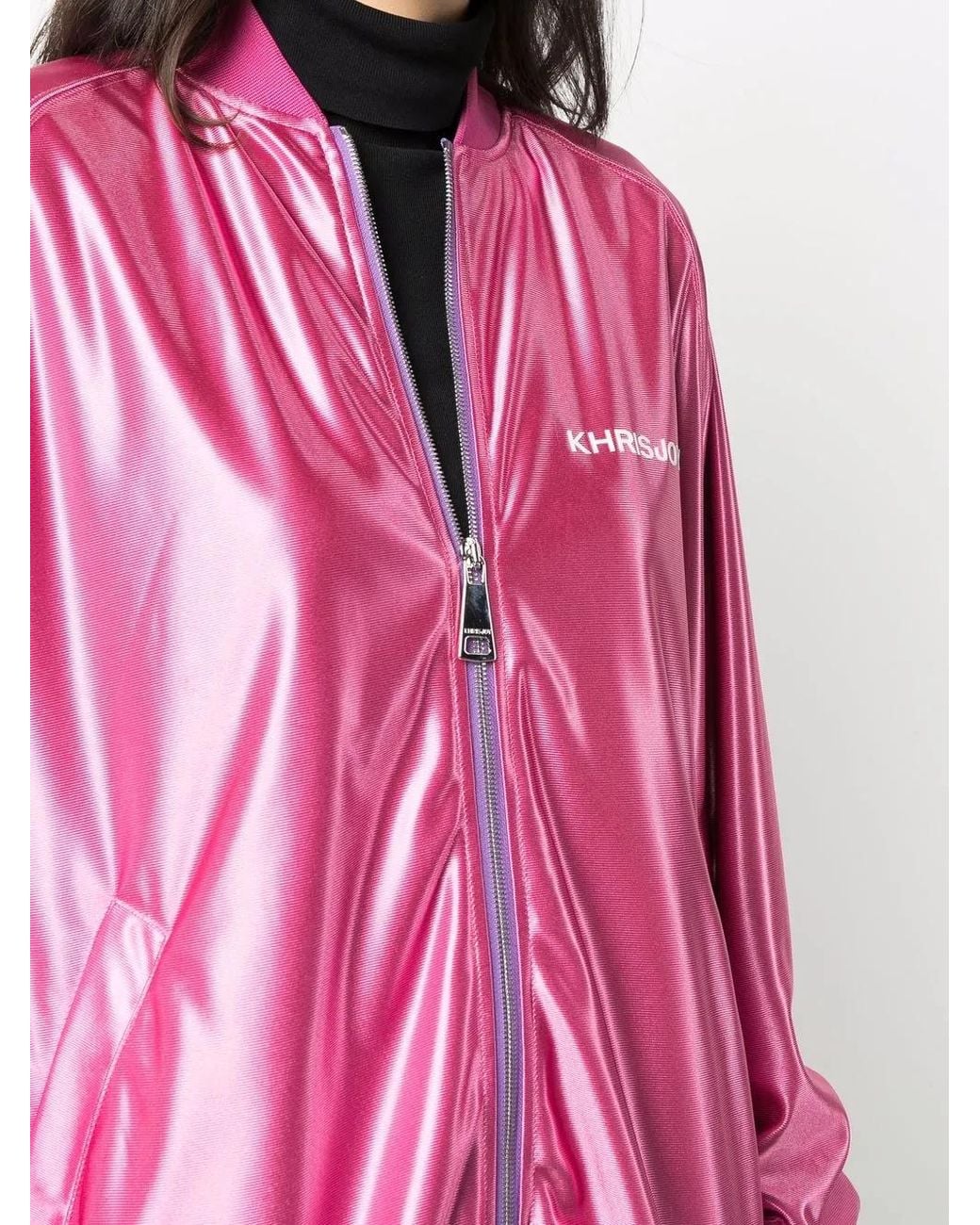 Khrisjoy Pink Logo-Print Long-Sleeve Bomber Jacket