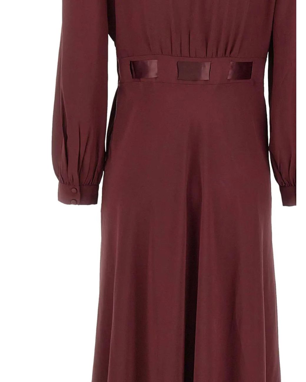 Rixo Red Adeline Lace-Trim Midi Dress