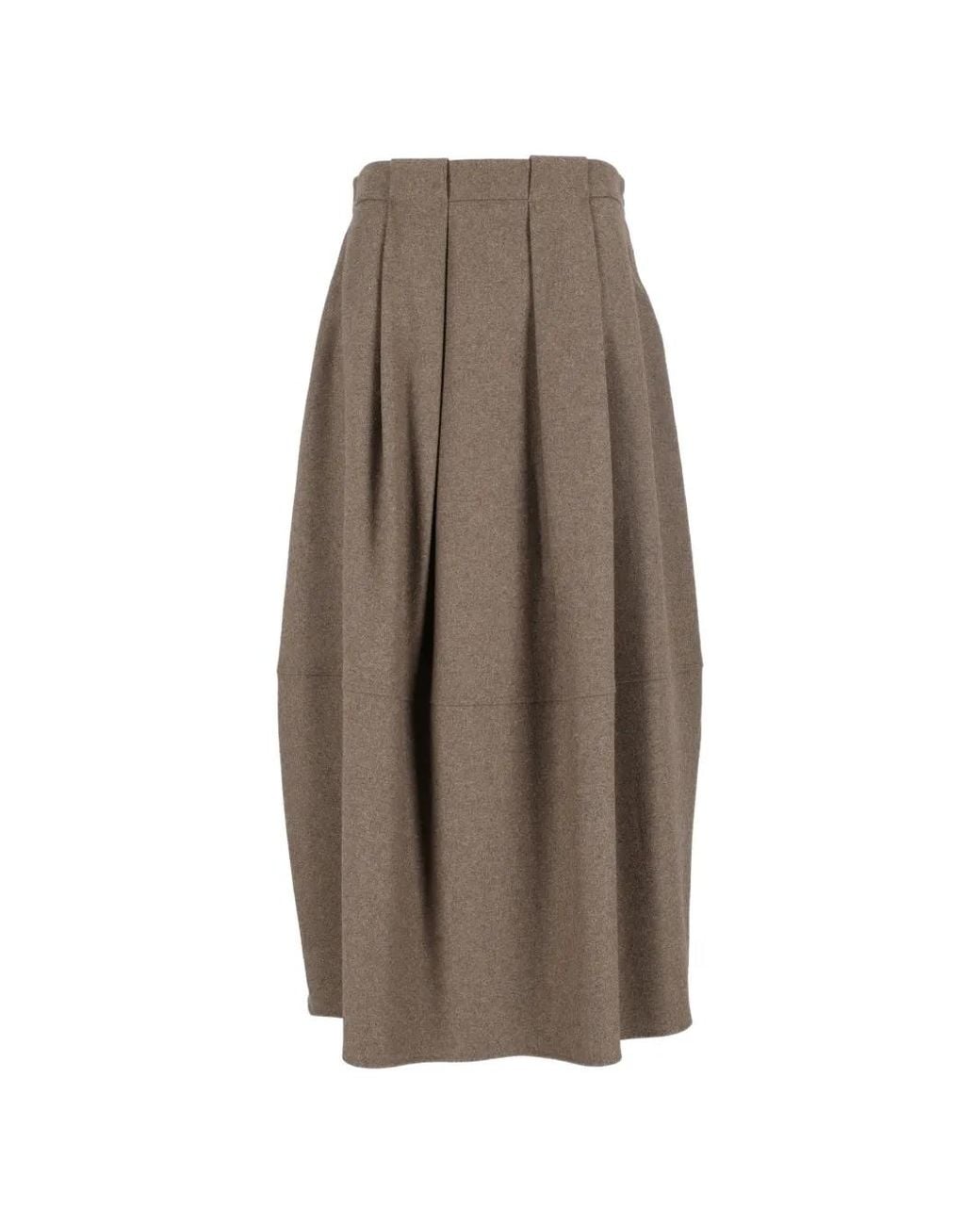 Antonelli Brown Pleated Midi Skirt