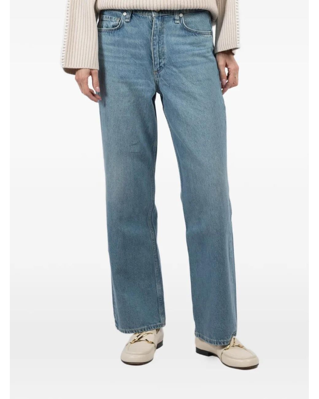 Rag & Bone Blue Straight-Leg Jeans