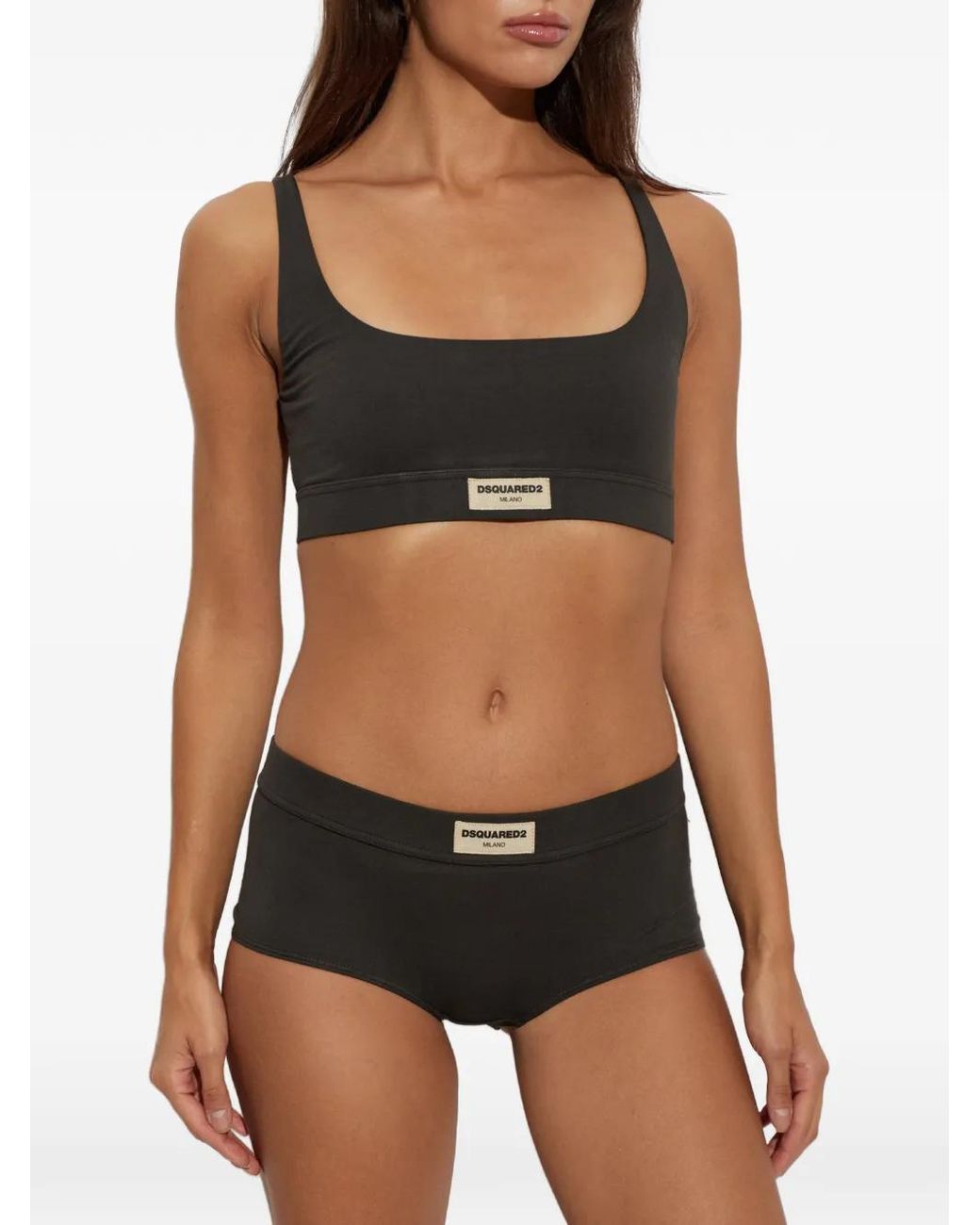 DSquared² Black Logo-Patch Bra