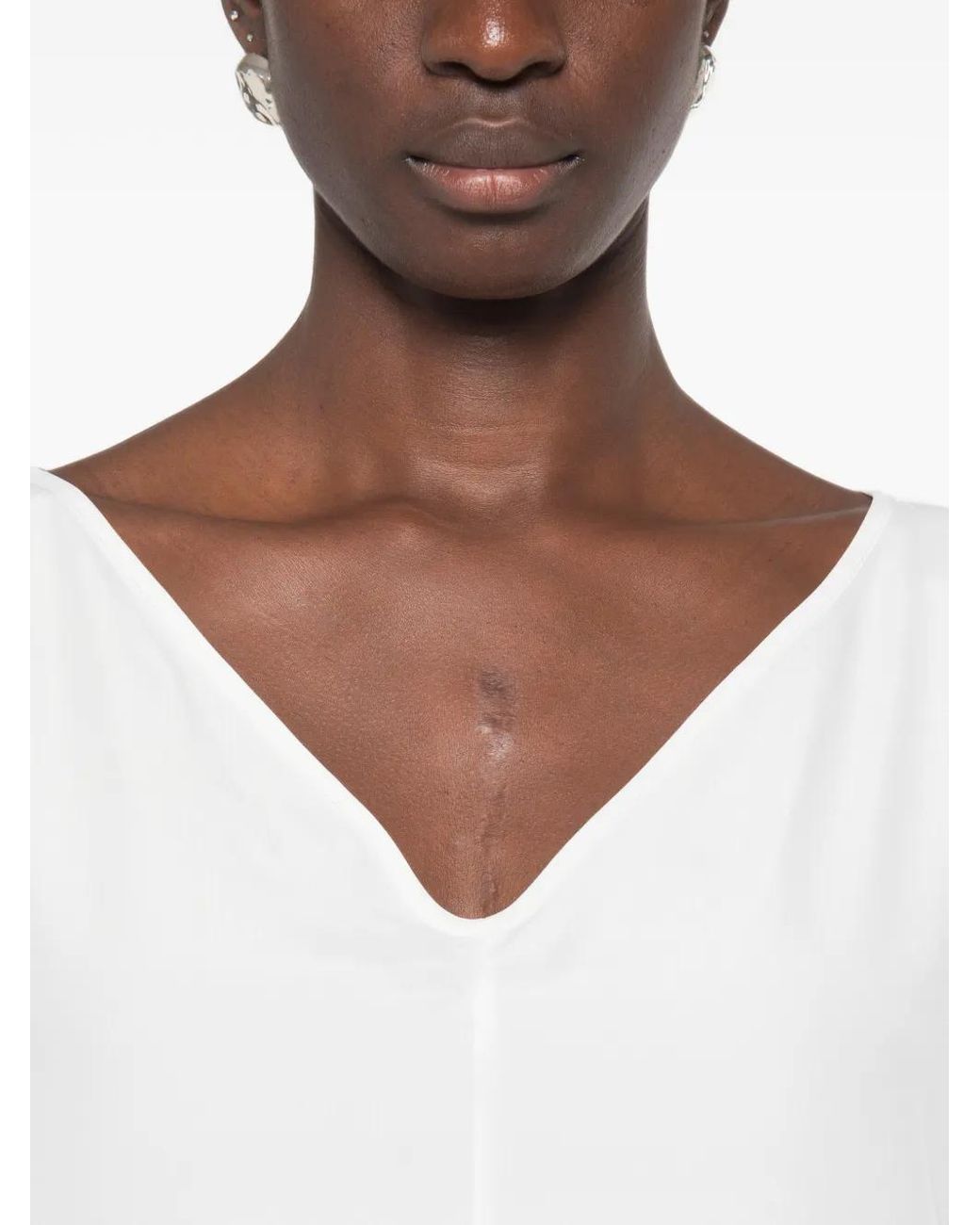 Imperial White V-Neck Batwing-Sleeve Blouse