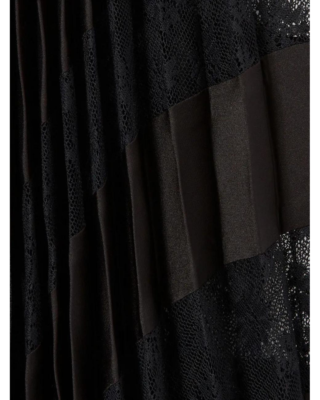 Claudie Pierlot Black Pleated Satin And Lace Skirt
