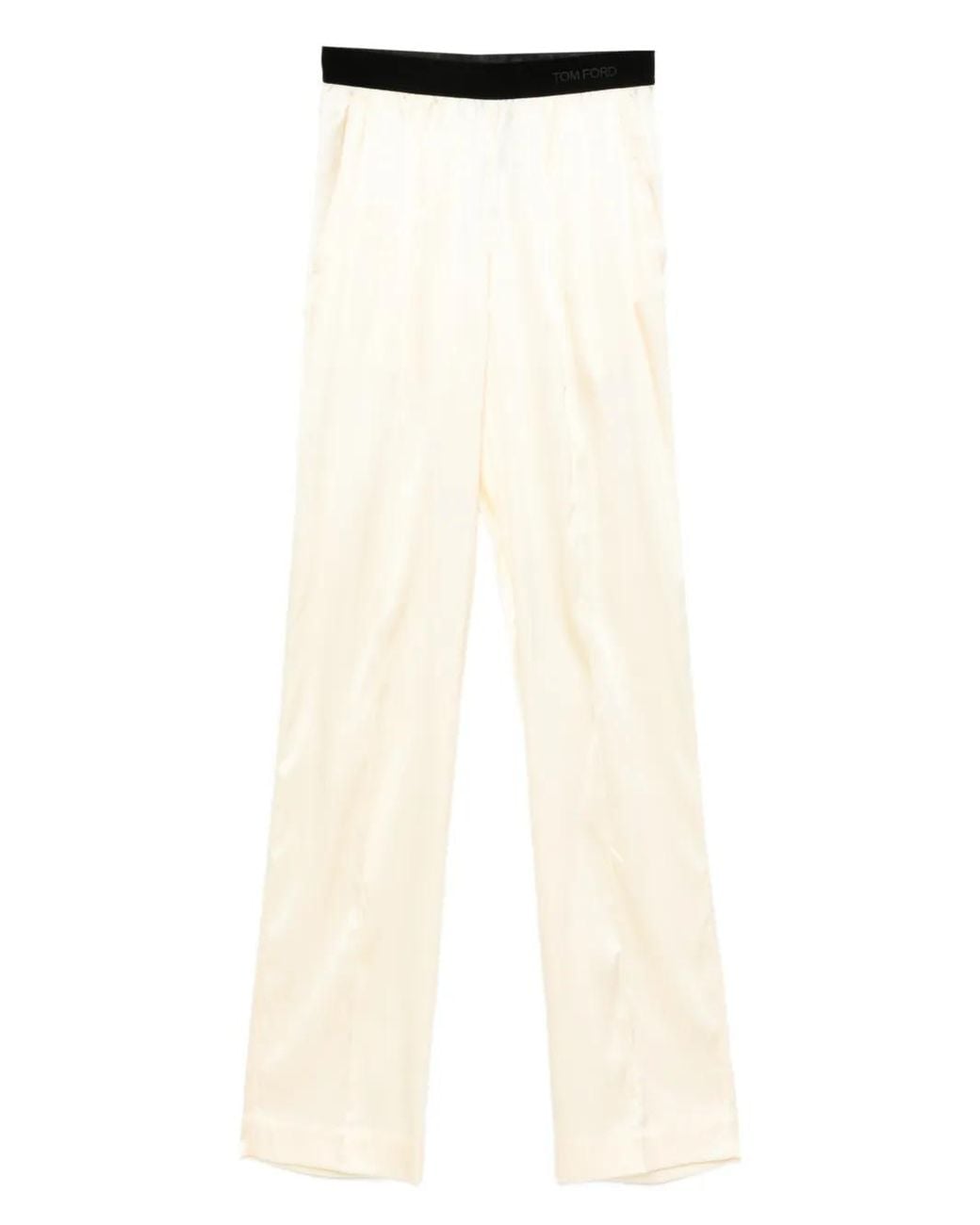 Tom Ford Natural Cream Banded Waist Straight-Leg Pants