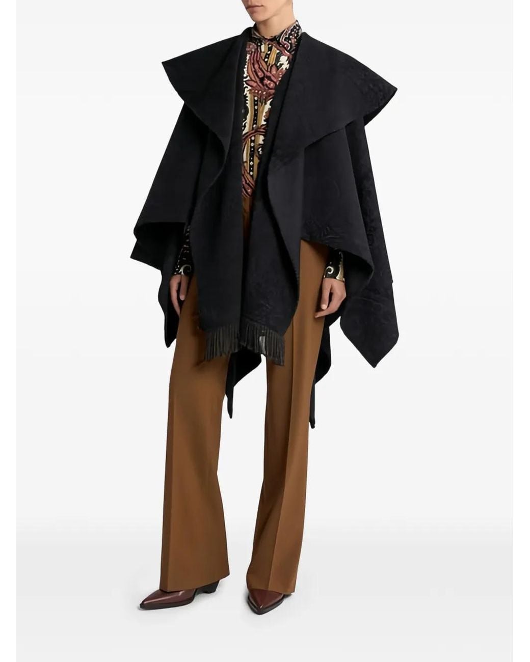 Etro Black Cape À Motif Cachemire