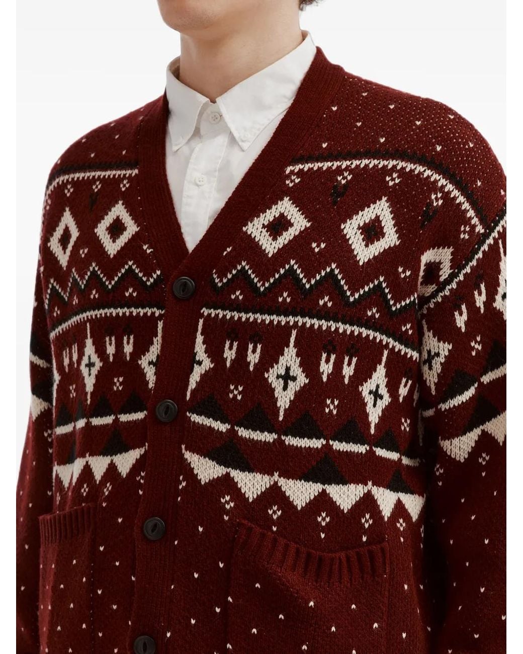 Chocoolate Red Cardigan En Maille Fair Isle for men