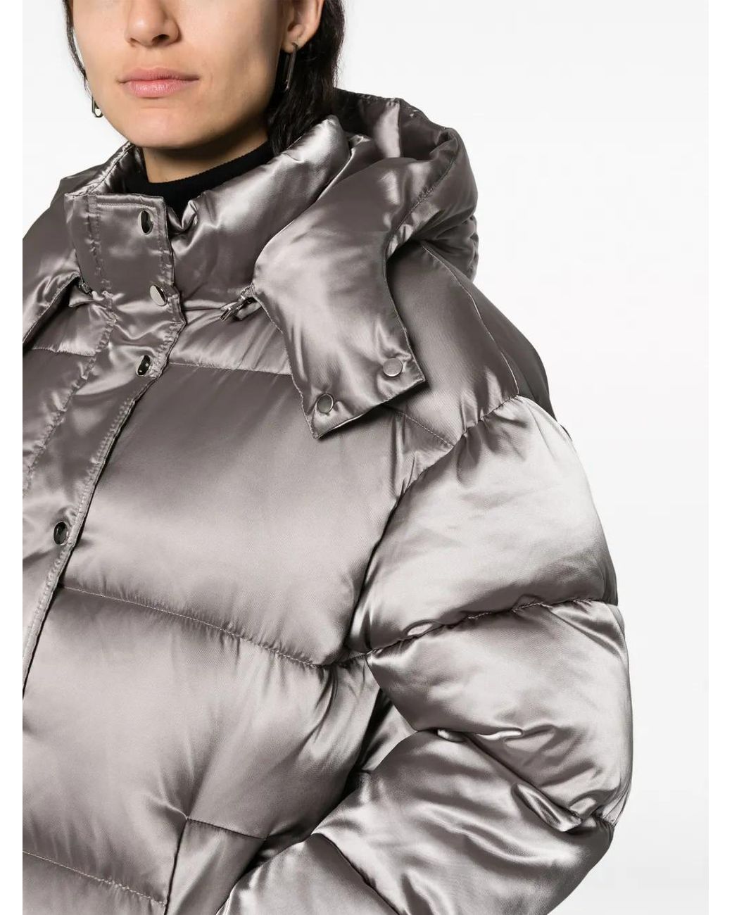 P.A.R.O.S.H. Gray P.A.R.O..H. Satin-Finish Padded Coat