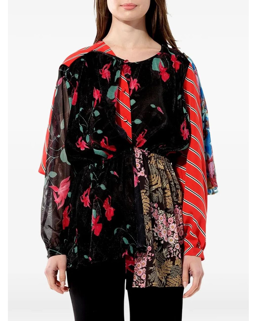 Balenciaga Red Kaleidoscope Patchwork Top