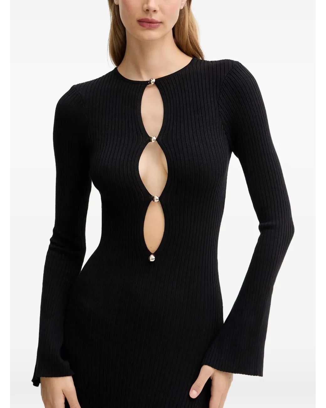 Bardot Black Nautico Cut-Out Ribbed Maxi Dress